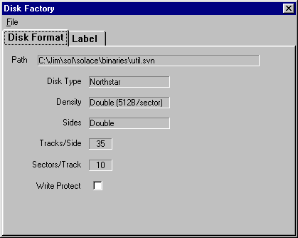 screenshot of disk factory dialog in disk inspection mode