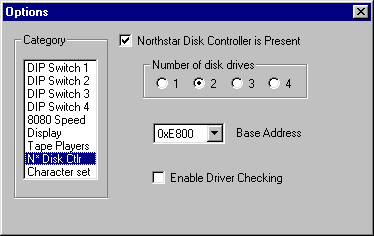 screenshot of northstar disk controller options dialog