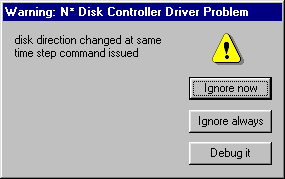 screenshot of disk controller error dialog